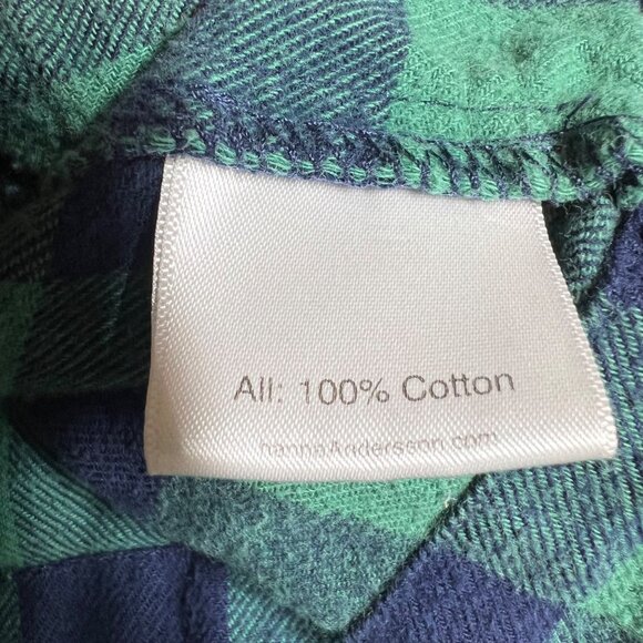 Hanna Anderson Green & Blue Plaid Flannel Pocket Dress Pleated Upper Button Up B - Picture 6 of 11